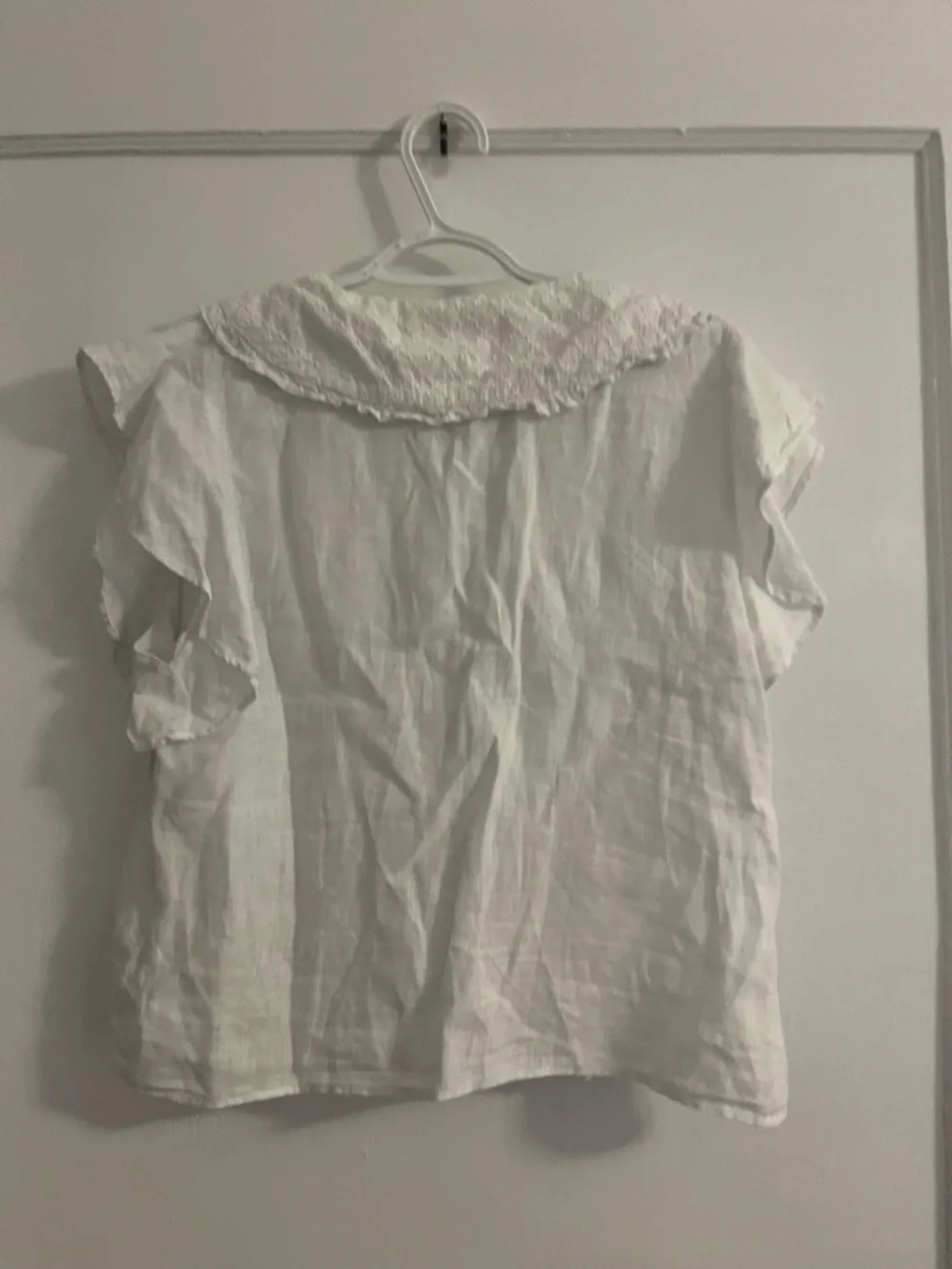 Zara White Eyelet Collar Button-Up Blouse - Picture 4 of 4